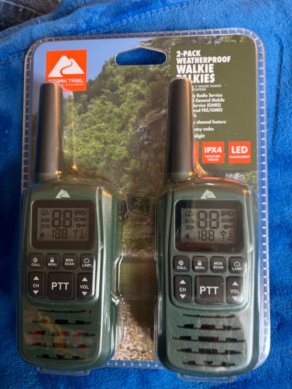 Ozark Trail 2 pack weatherproof, walkie-talkies NEW SEALED LED BACK LIGHT